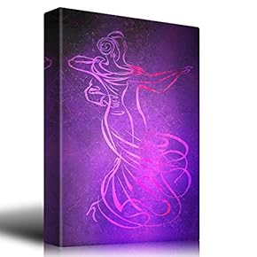 Outlines of Ball Room Dancers on a Purple Textured Background - Canvas Art Home Art - 12x18 inches