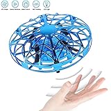 JCT UFO Flying Ball Toys Mini Drone for 4-10 Years Kids Hand Controlled Flying Toys, Infrared Induction Helicopter Ball with360° Rotating and LED Lights for Children Boys Girls Kids Gifts (Blue)