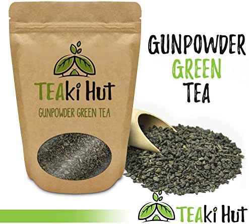 TEAki Hut Gunpowder Green Tea 6 Ounce (180 Servings) | Organic Loose Leaf Tea | Hand-Rolled, Fair-Trade, Young and Tender Leaves | Deeply Renewing Energy Boost Any Time of Day