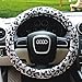 Universal Luxury Automotive Car Winter Ultra Soft Stretch-on Leopard Pattern Wool Plush Steering Wheel Cover Nice Protector, Xmas Gift (*Gray)