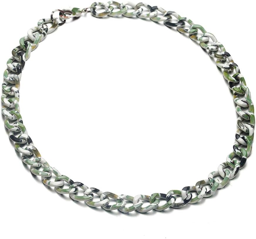 Womens Mens Vintage Leopard Print/Camouflage Stainless Steel Necklace Bracelet 6MM Jewelry Set
