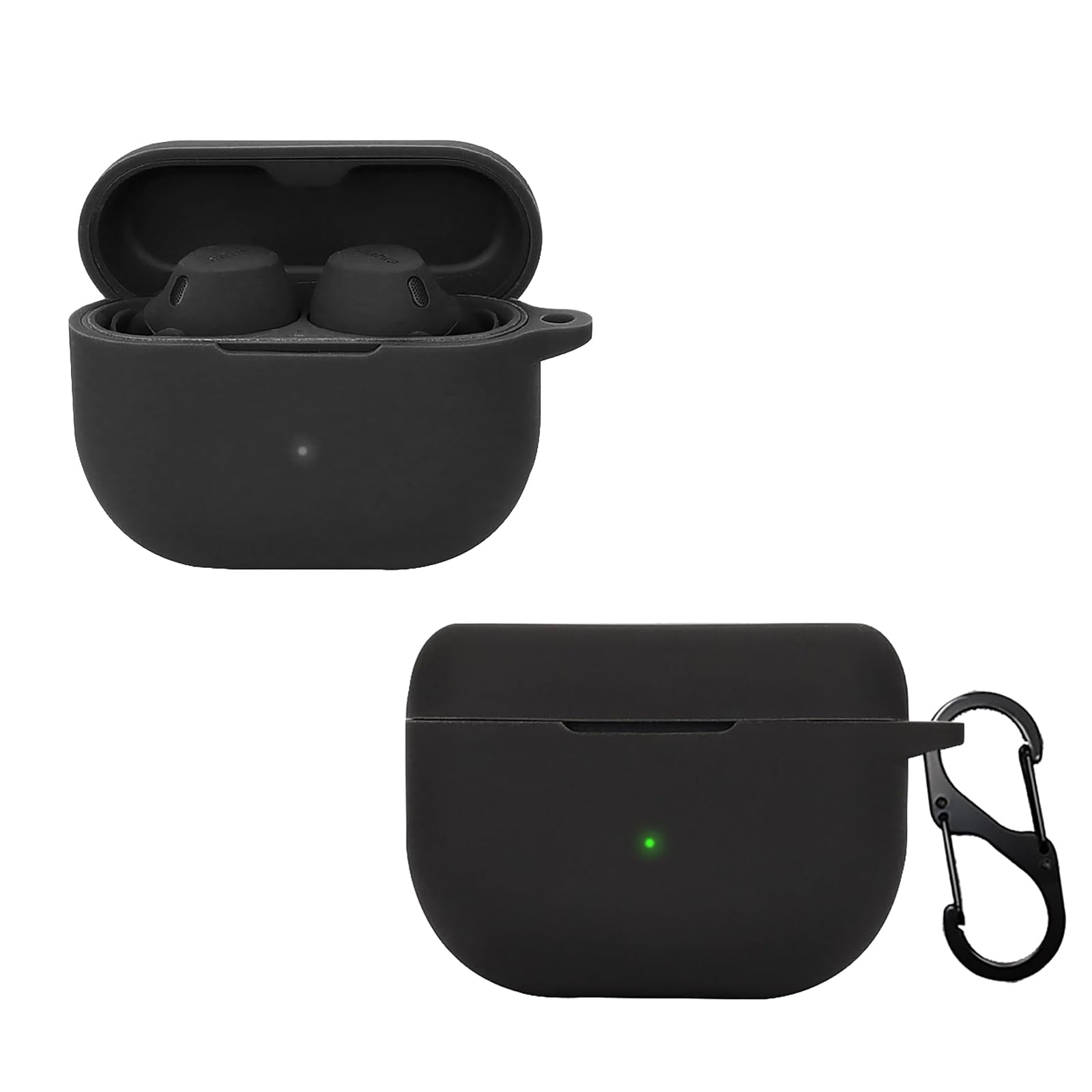 KZIOACSH Silicone Case for Jabra Elite 8 Active Gen 2/Jabra Elite 10 Gen 2, Ultra Slim Anti-Scratch Anti-Lost Lightweight Washable Sumdge-Proof Earphone Skin Cover with Carabiner, Black