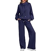 AUTOMET Lounge Sets for Women Sweatsuits 2 Piece Outfits 2025 Fall Drawstring Sweatshirt Wide Leg Sweatpants Tracksuit