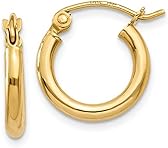14K Gold Classic Real Hoop Earrings, (2mm Tube)
