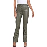 HDE Women's Faux Leather Pants High Waisted Straight Leg Trousers with Pockets