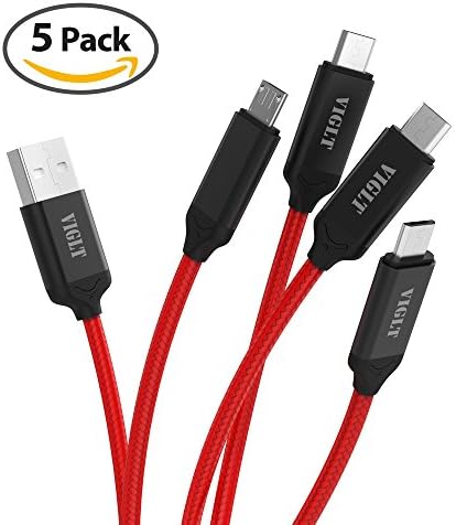 Micro Usb Cable Android - VIGLT Usb to Micro Usb Charging Cable Fast Android Charger Cord 6ft 3ft 1ft Nylon Braided Phone Cable High Strength 5 PACK,