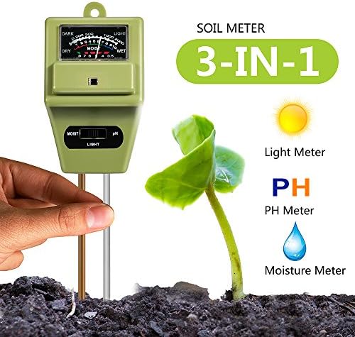 Soil PH Meter, Cogogo 3 in 1 Soli Test kit for Moisture Sensor/Sunlight/PH Test Function for Home Garden, Farm, Lawn, Indoor &amp; Outdoor (No Battery needed)
