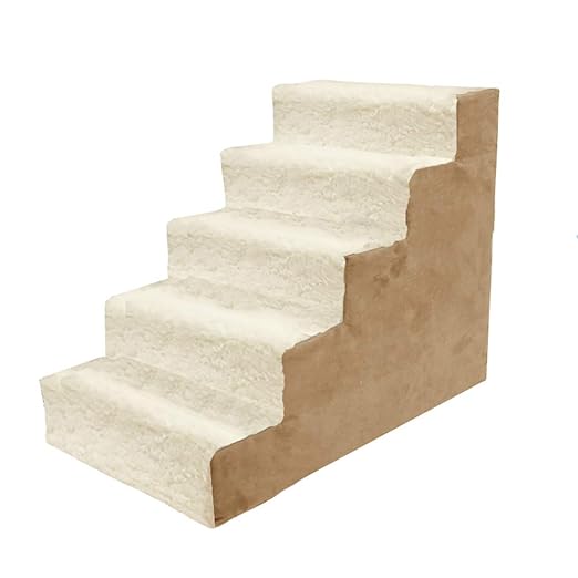 JJZD Mittlere Hundetreppe große Katze Tritt Haustier-Leiter für hohe Betten u. Sofa, entfernbarer waschbarer Teppich-Schritt 