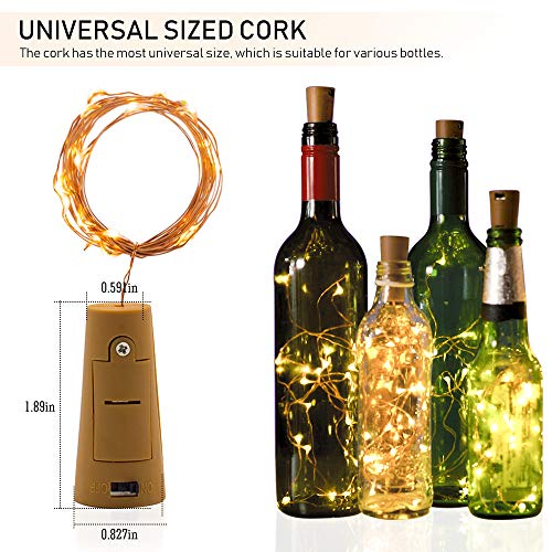 Wine Bottle Lights, 16Packs of LED Copper Wire Light Battery Operated Colourful Fairy String Light for DIY Bottles, Weddings, Christmas, Halloween 20 LEDs Decorative Cork Lights(78Inches Wire)