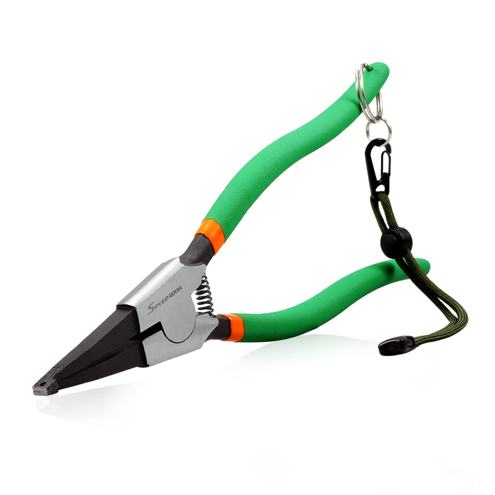 SPEEDWOX Special Angle Tip Lock Ring Pliers 8-Inch Retaining Rings Pliers for Removing Installing Gearshift Locking Rings Spring Loaded Snap Ring Pliers for Removing Installing Locking Rings, Green
