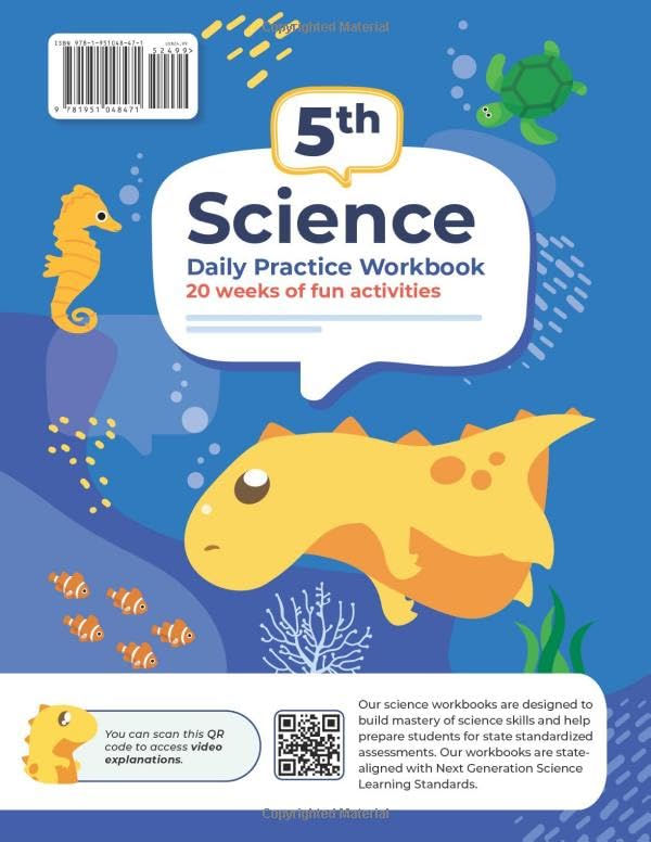 5th Grade Science: Daily Practice Workbook | 20 Weeks of Fun Activities (Physical, Life, Earth and Space Science, Engineering | Video Explanations Included | 200+ Pages Workbook)