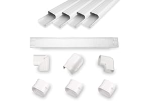 MOOITEK 4" 16.5Ft Mini Split PVC Line Set Cover Kit Decorative PVC Line Set Cover Kit for Central AC & Heat Pumps Systems Tubing Cover(16.5Ft,White)