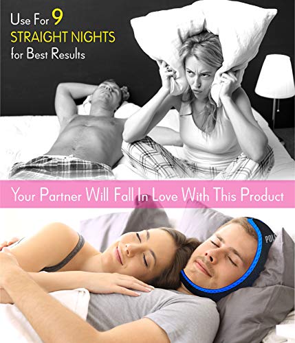 Anti Snoring Chin Strap | Best Snoring Solution and Anti Snoring Devices | Snoring Chin Strap | Snore Stopper | Stop Snoring Sleep Aid for Men and Women | 4 Nose Vents Free | Snore Chin Strap (Blue)