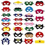 30pcs Superhero Felt Masks for Kids Party Cosplay Superhero Masks with Elastic Rope Party Favors Mask for Birthday Gifts (Multicolor)