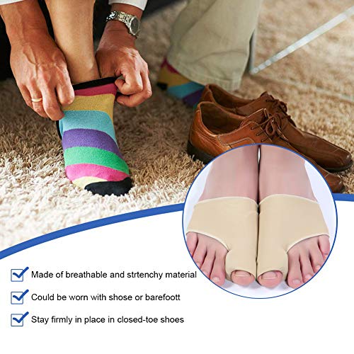 Bunion Corrector Sleeve with Gel Pad, Bukm Elastic Bootie Bunion Relief Cushions - Hallux Valgus Pain Relief - Shoe Friction Protector - Adjustable Size for Men and Women (2 Pack)