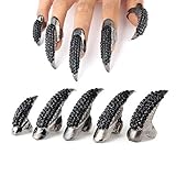 10-Piece Masquerade Props False Nail Claw Paw Talon Finger Ring Gothic Punk Cosplay