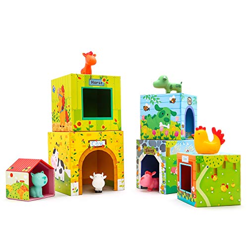 Jar Melo Stacking Cubes, 6 Cardboard Nesting Blocks Set with Numbers