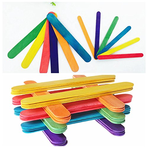 MOZOLAND Colored Craft Stick Natural Jumbo Wood Popsicle Sticks for DIY