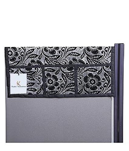 Kuber Industries Velvet Refrigerator Top Cover - Black