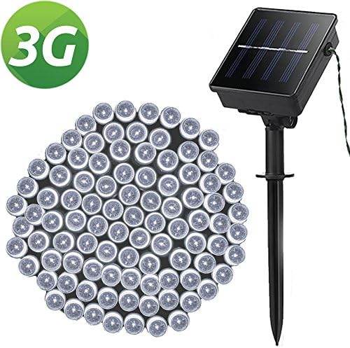 Solar String Lights, Outdoor LED String Lights, Lellel 3rd Gen Super Bright Light String for Yard Patio Garden Tree Party Wedding Decoration, Cool White With 8 Working Modes