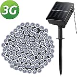 Solar String Lights, Outdoor LED String Lights, Lellel 3rd Gen Super Bright Light String for Yard Patio Garden Tree Party Wedding Decoration, Cool White With 8 Working Modes