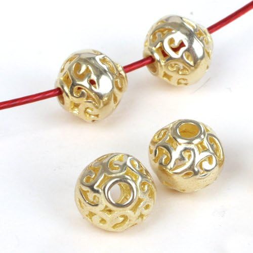 GEM-Inside Spacer Bead Tibetan Bright Gold Plated Beautiful Caps Craft Jewelry DIY Charms Pendants Loose Beads Findings 10Pcs Style 2