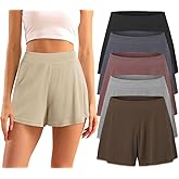 5 Pack Modal Soft Lounge Shorts for Women High Waist Casual Sleepwear Cozy Pajama Bottom Comfy Pajama