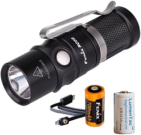 Fenix RC09 550 Lumens Rechargeable Cree XM-L2 U2 LED Flashlight w/ 1x 16340 RCR123A Rechargeable Battery, USB Charging Cable and LumenTac CR123A Battery