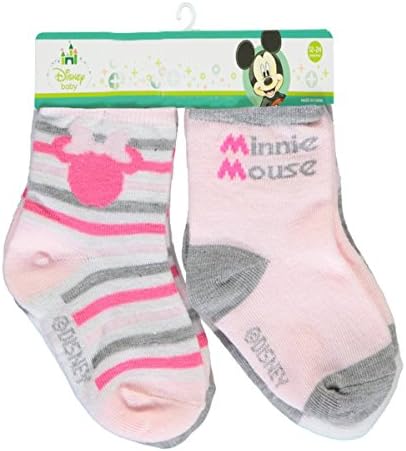 Disney Minnie Mouse Anti-Slip Cozy Baby Socks for Girls, Cartoon Newborn Friend, Socks for Toddlers, 4 Pack, 0-6M (0-6 MONTHS)