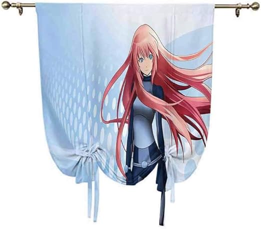 Amazon Com Anime Tie Up Window Shade Futuristic Manga Girl Science Fiction Doodle Effect Japanese Style Art Print Thermal Insulated Balloon Roman Shades 39x47 Inch For Kitchen Kids Bedroom Blue Home Kitchen