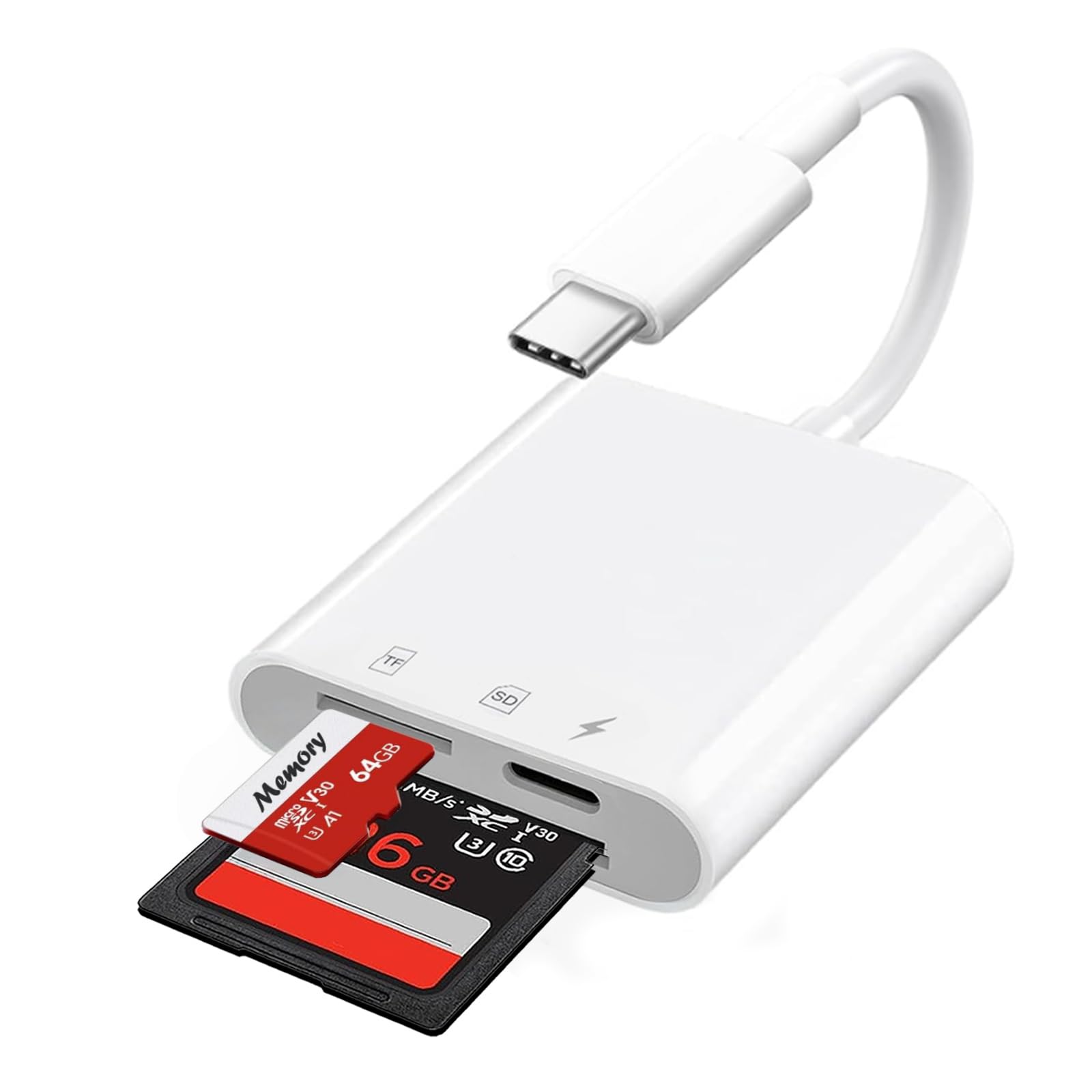 Photo 1 of USB C SD Card Reader for iPhone 16/15 Pro Max/Plus, USB-C to Micro SD Memory Card Adapter for iPad/Mac/Air, USBC/Type C Camera Card Reader with Charging Port for Phone, Laptop and More USBC Devices