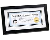 Creative Picture Frames 5.5" x 10.5" Black Business License Certificate Frame for Professionals Holds 3.5" by 8.5" with White Mat Includes Self Standing Easel Back with Hanger