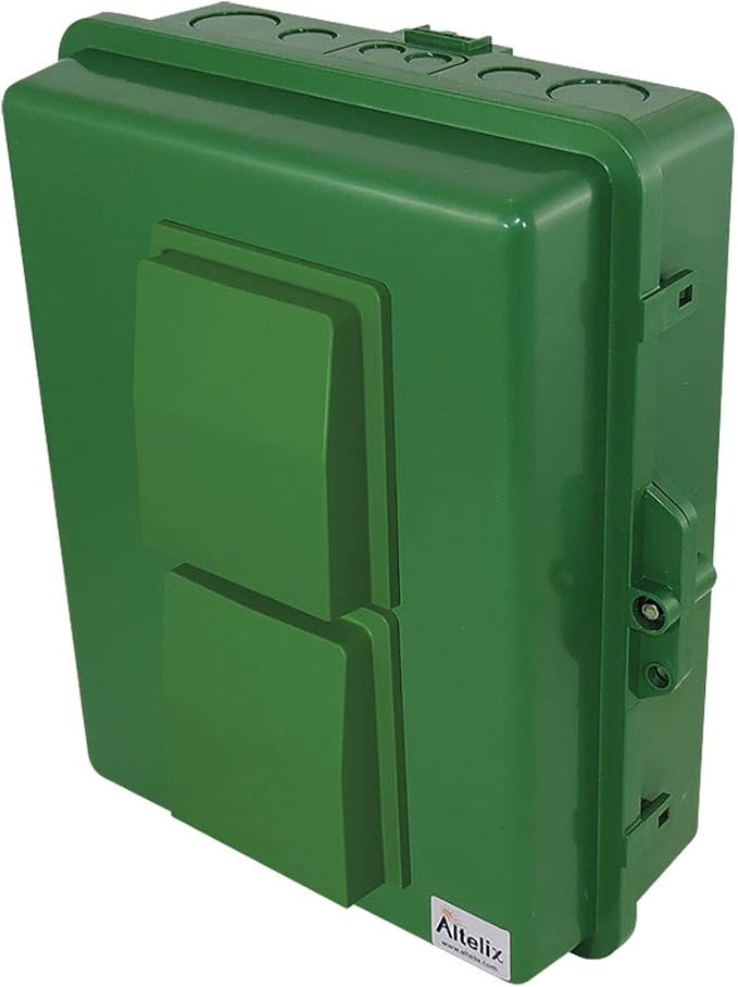 Altelix Green Vented NEMA Enclosure 14x11x5 (12" x 8" x 4.1" Inside Space) Polycarbonate + ABS