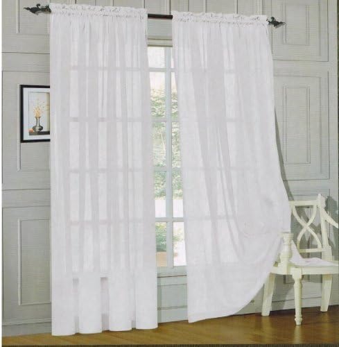 Amazon Com Elegant Comfort 2 Piece Solid Sheer Panel With Rod