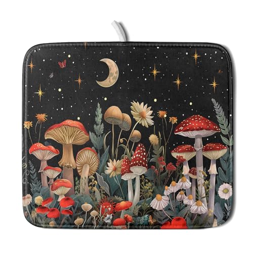 Black Mushroom Dish Drying Mat for Kitchen Counter Leaves Botanical Microfiber Dish Rack Mat Drainer Pad Washable Absorbent Dry Mat 16x18 Inch at Amazon