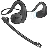 iDIGMALL Bluetooth Headset with Detachable Microphone, Multi-Point Wireless Headset w/DSP Noise Canceling Mic for Phone PC Laptop, Comfort & Light Open Ear headphones for Office Meeting Home Work, 12H