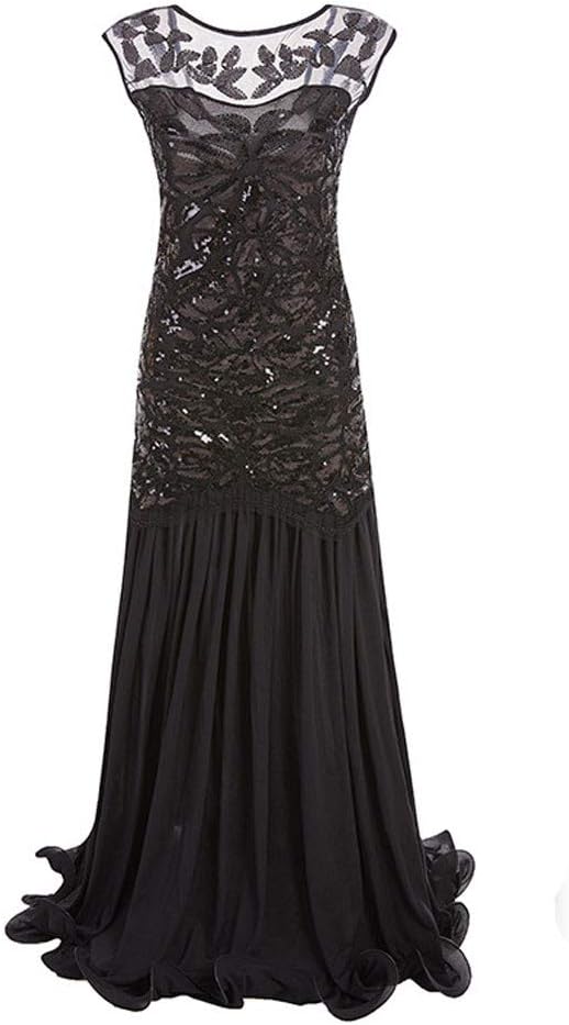 GFTA Women's Sequined Dress 1920s Inspired Sequins Beads Long Tassel Inserts Dress