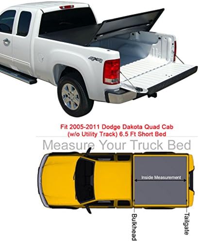 Amazon Com Raftudrive Soft Tri Fold Tonneau Cover Fit 2005 2011 Dodge Dakota Quad Cab W O Utility Track 6 5 Ft Short Bed 2006 2008 Mitsubishi Raider 6 5ft Short Bed Automotive