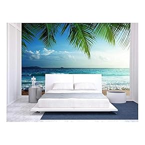 Sunset on Seychelles Beach - Removable Wall Mural | Self-Adhesive Large Wallpaper - 66x96 inches