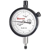 Starrett 25 Series Dial Indicator, 0-.200" Range, .0001" Graduation | White Face, 0-5-0 Balanced Dial, Jewel Bearings, Lug-On-Center Back, 25-511J