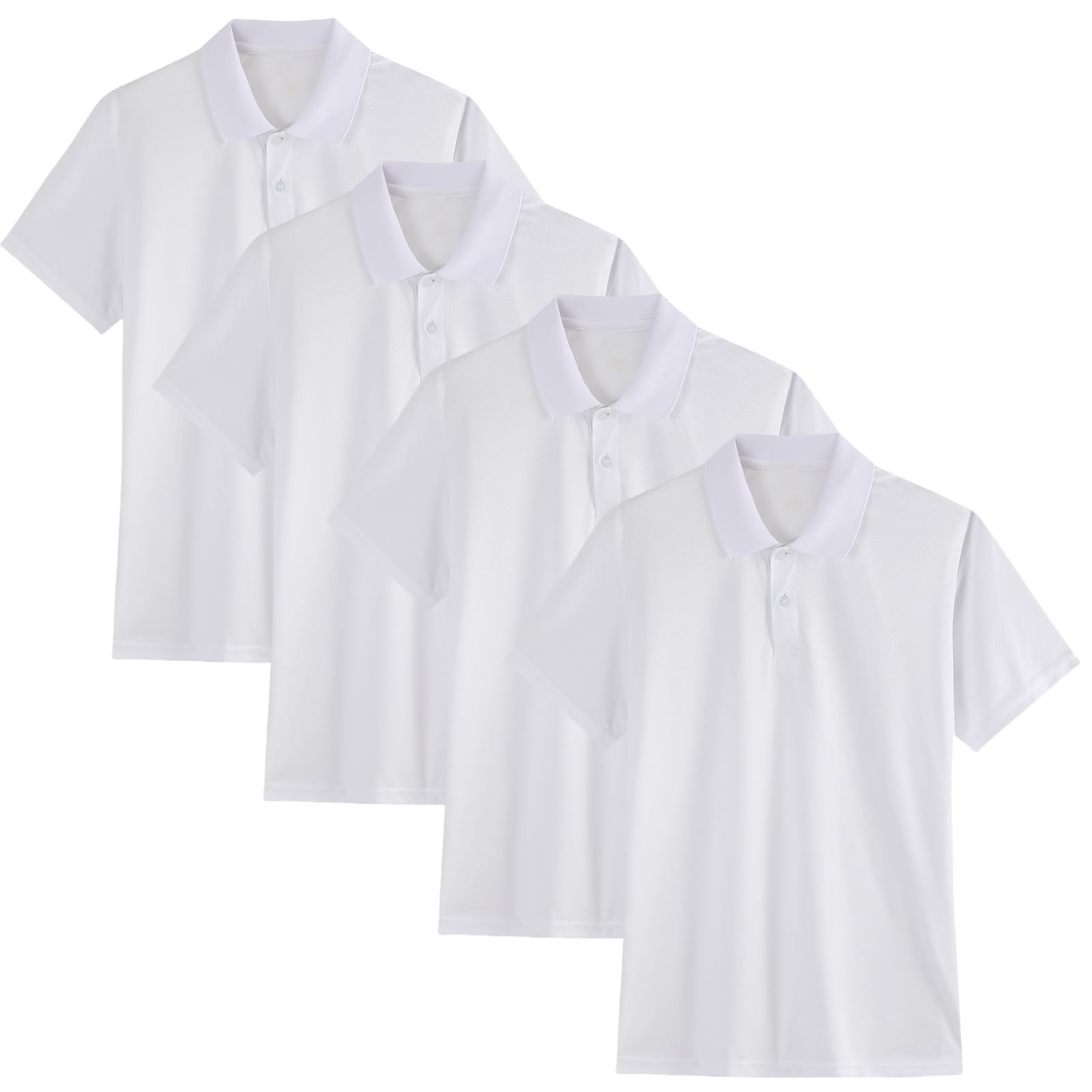 Photo 1 of 4 Pack Boys Youth Kids Polo Shirt Mesh Athletic Quick Dry Short Sleeve Golf Shirt Moisture Wicking Active Tops(Age 5-16) White