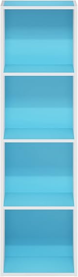 Furinno PASIR 4-Tier Book Shelf Light Blue White 30.5x106.1x23.7 cm view 6