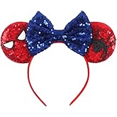 MADO spider mouse ears headband for kids boys girls women, Spider mini ears costume acceossories for kids boys girls women adults(red blue spider)