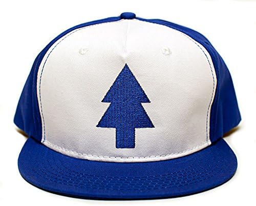 Dipper Flat Hat Blue Pine Tree Embroidered Movie Cap Adult One Size Royal/White