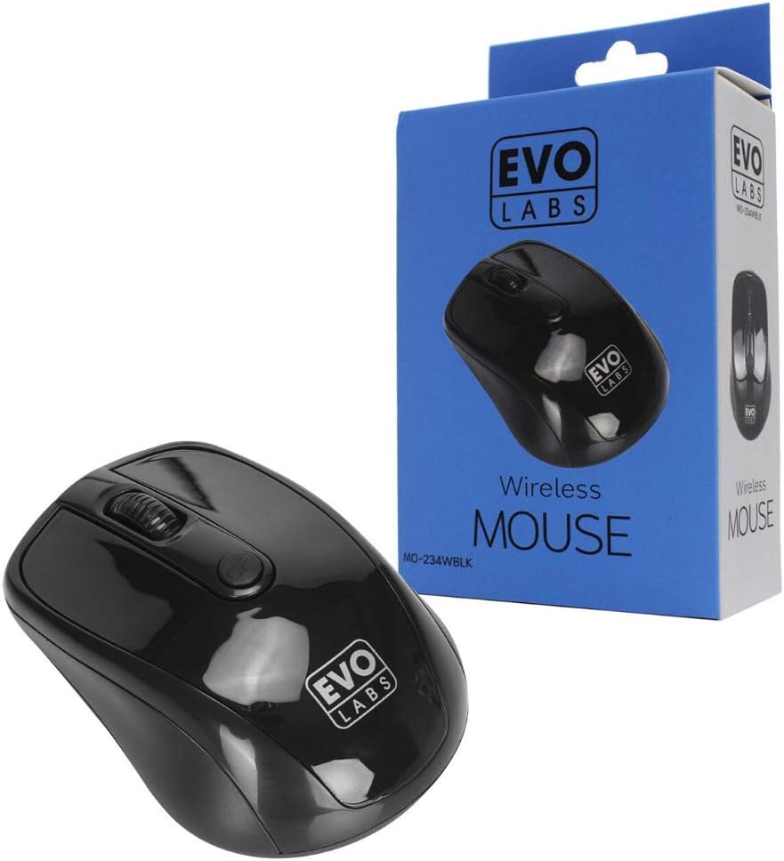 Evo Labs MO-234WBLK Wireless Optical Mouse - Gloss Black, Multicolour
