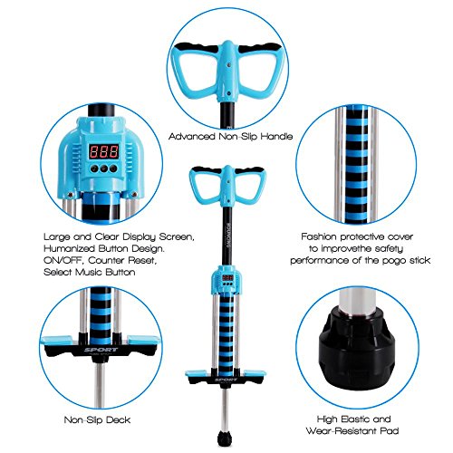 Serenelife Super Safe Smart Counting Pogo Stick - First Beginner Bouncing Jumparoo with Music - Toy Jumping Sport for Little Children Boy & Girl Up to 150 Lbs