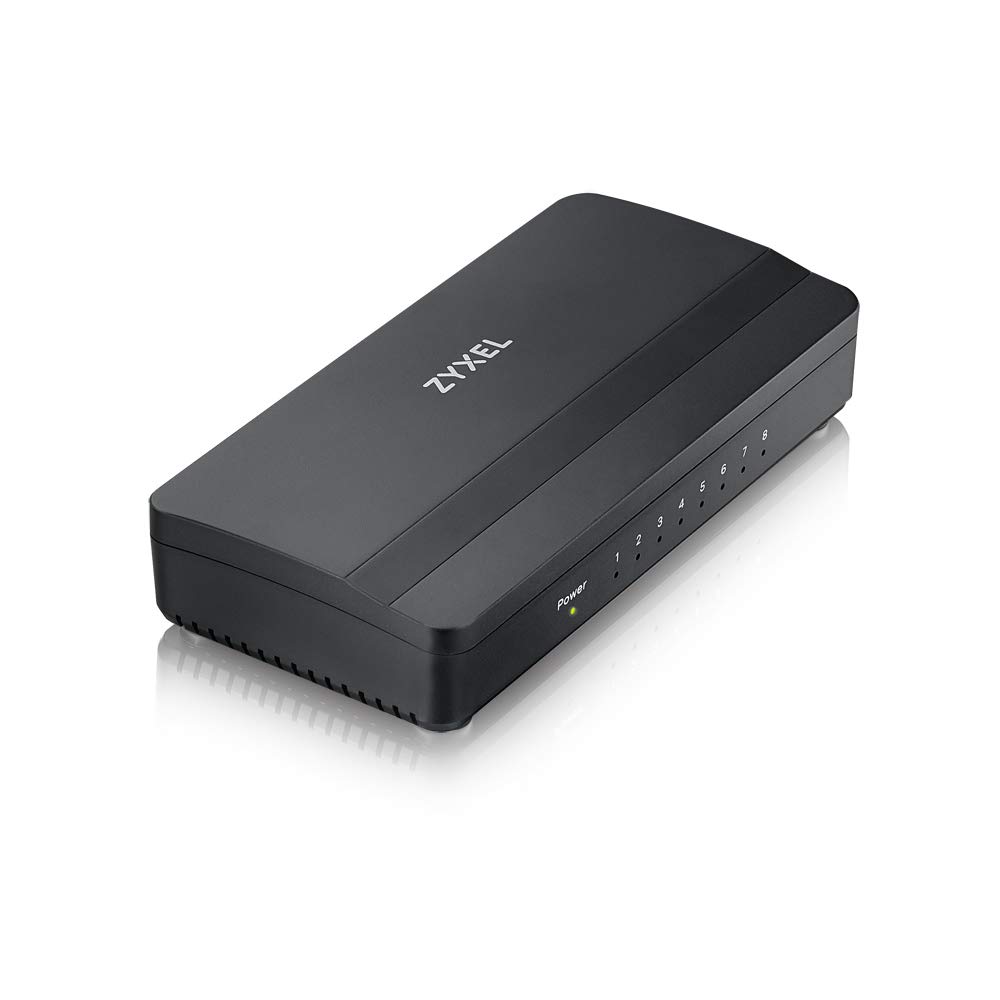 Zyxel 8-Port Gigabit Ethernet Switch for Gaming and Media, Lifetime Protection, UK Plug [GS108S]