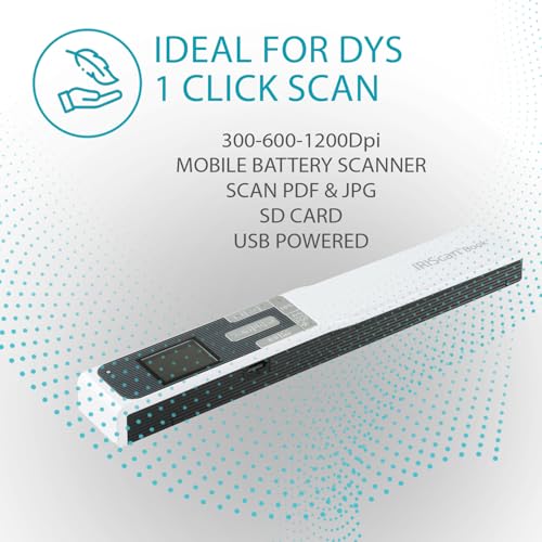 IRIScan Book Portable Scanner Wireless Battery - v5 : 12PPM 1200dpi Hand Scanner, PDF Editor, scan to Word, PDF, XLS, SD Card, Document Scanner, SD, scan Thru USB, Win Mac
