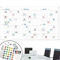 Large Dry Erase Wall Calendar - 44x25 Jumbo 6 Month Organizer - Giant Resable Oversized Planner for Home Office Business Class Room - Annual Quarter Yearly Undated Project Planner 2019-2020