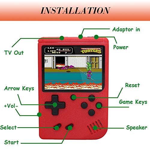 Handheld Game Console,3.0 Inch Portable Retro FC Game Console, 400 Classic Games Video Game Console Support TV,1 USB Charge Handy Game Player For Kids Adults Entertainment ,Kids Birthday Presents,RED